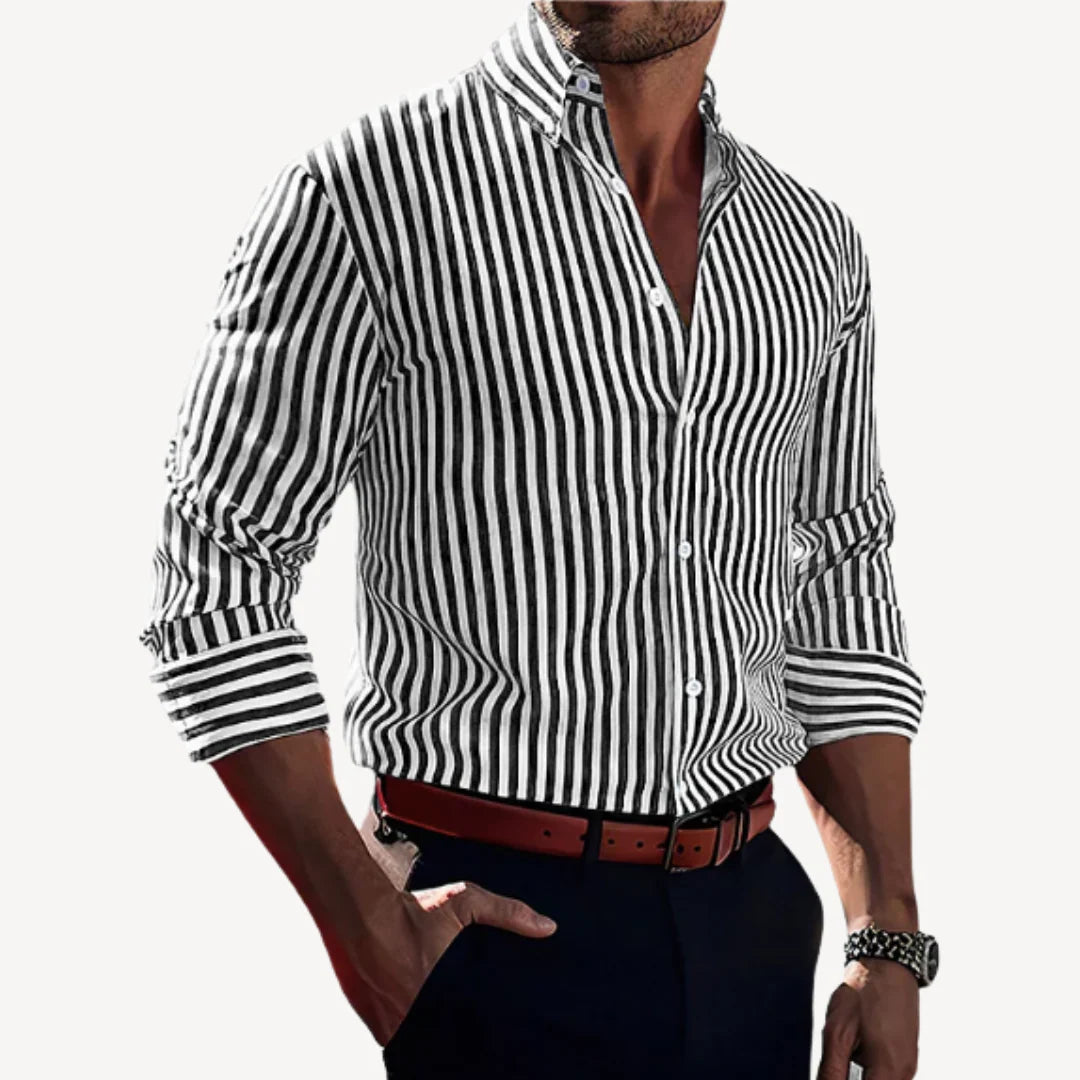 Adrian – Slim-Fit Striped Button-Up Shirt for Casual Business Wear