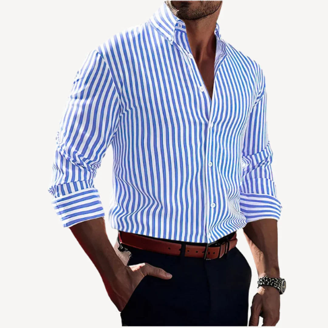 Adrian – Slim-Fit Striped Button-Up Shirt for Casual Business Wear