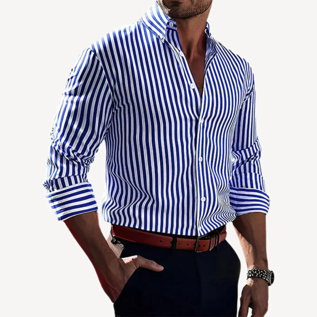 Adrian – Slim-Fit Striped Button-Up Shirt for Casual Business Wear