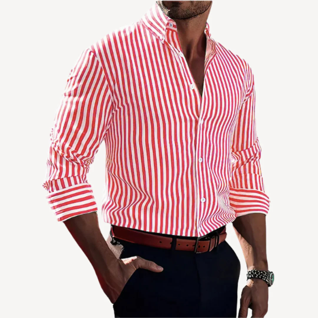 Adrian – Slim-Fit Striped Button-Up Shirt for Casual Business Wear