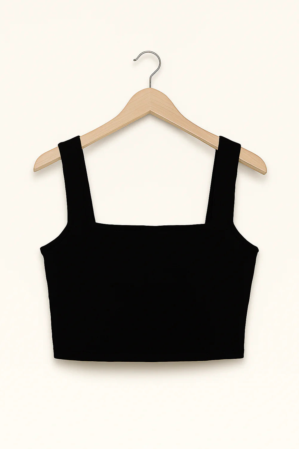 Carla – Ribbed Crop Top with Square Neckline and Wide Straps