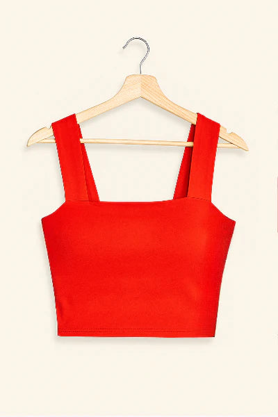 Carla – Ribbed Crop Top with Square Neckline and Wide Straps