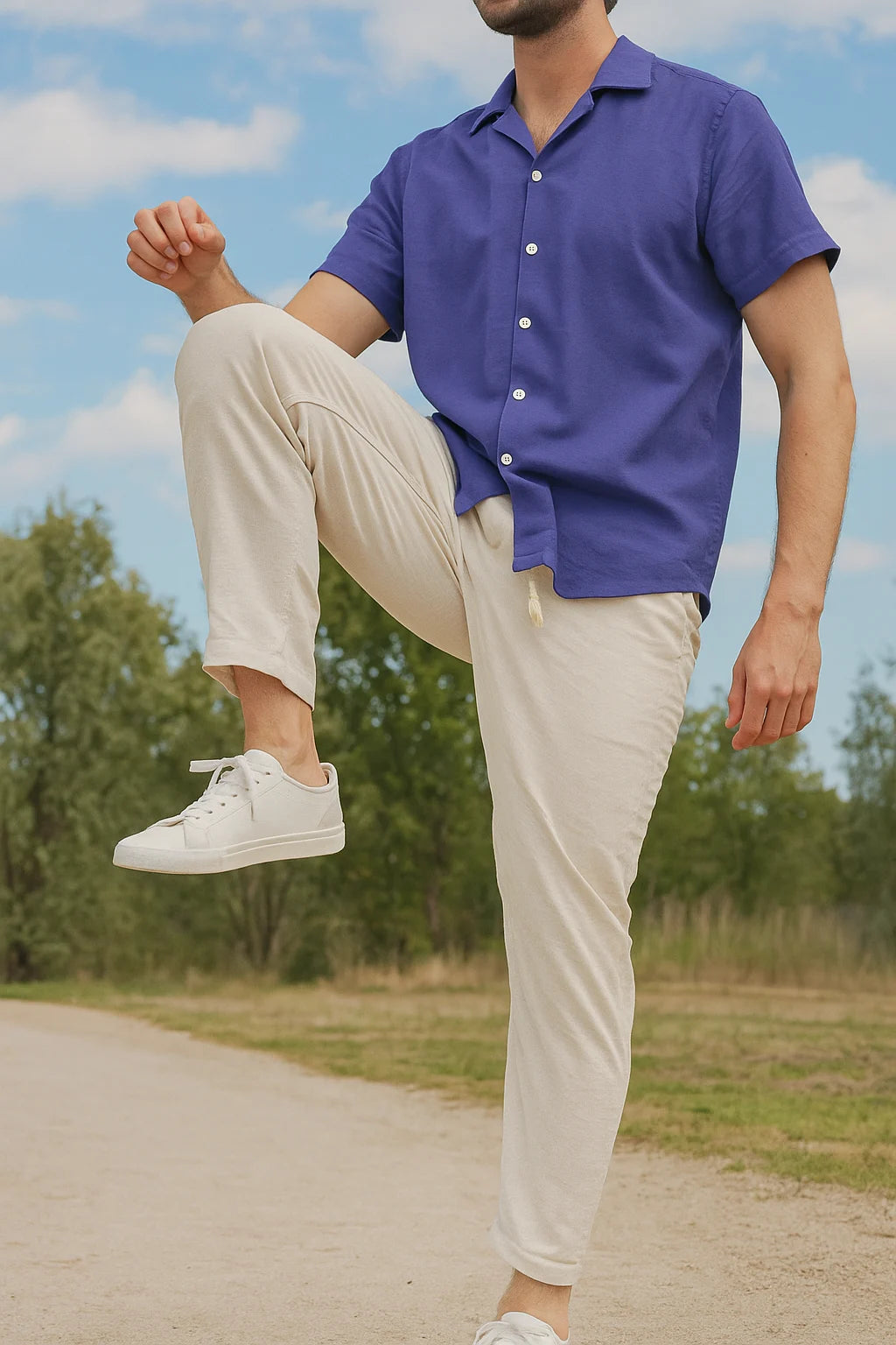 Elliot - Short Sleeve Resort Shirt with Relaxed Fit + Tapered Drawstring Trousers