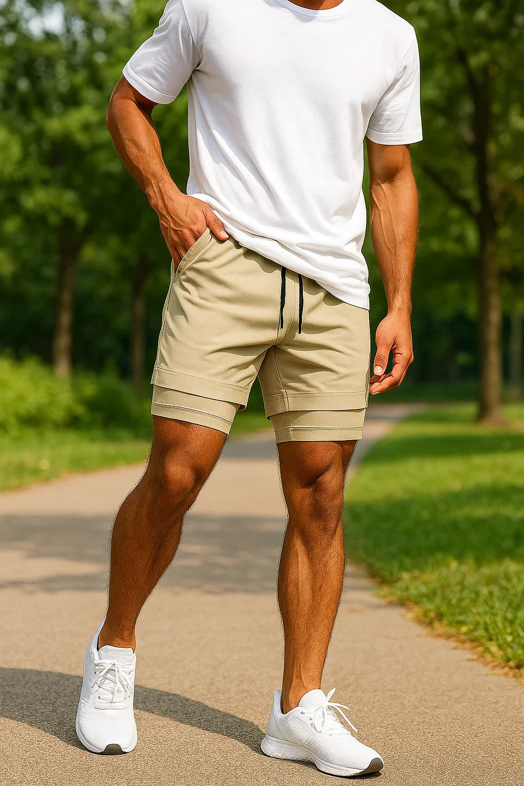 Ethan – Slim Fit Drawstring Shorts with Ribbed Hem Detailing