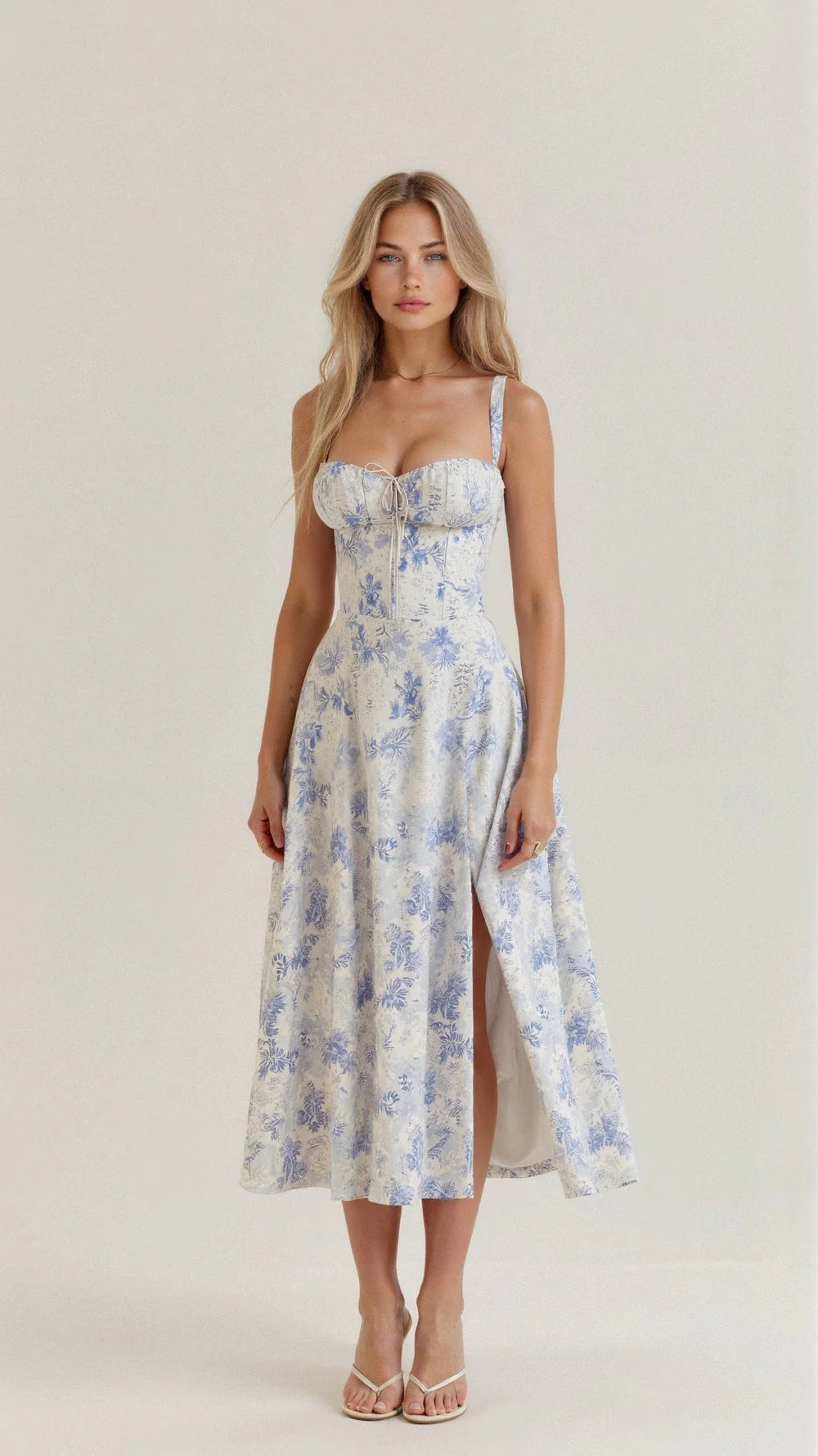 Liana – Bustier Midi Dress with A-Line Silhouette and Thick Straps