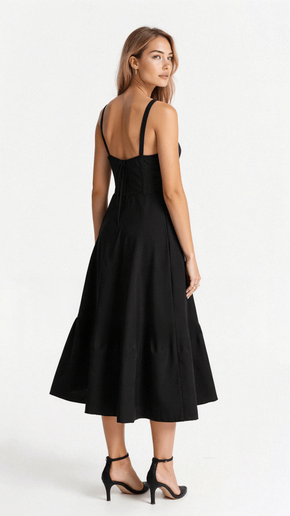 Liana – Bustier Midi Dress with A-Line Silhouette and Thick Straps