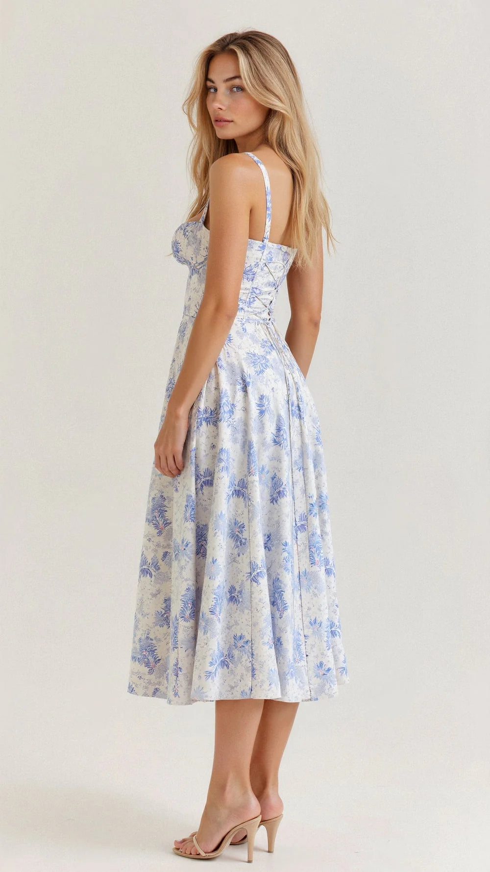 Liana – Bustier Midi Dress with A-Line Silhouette and Thick Straps