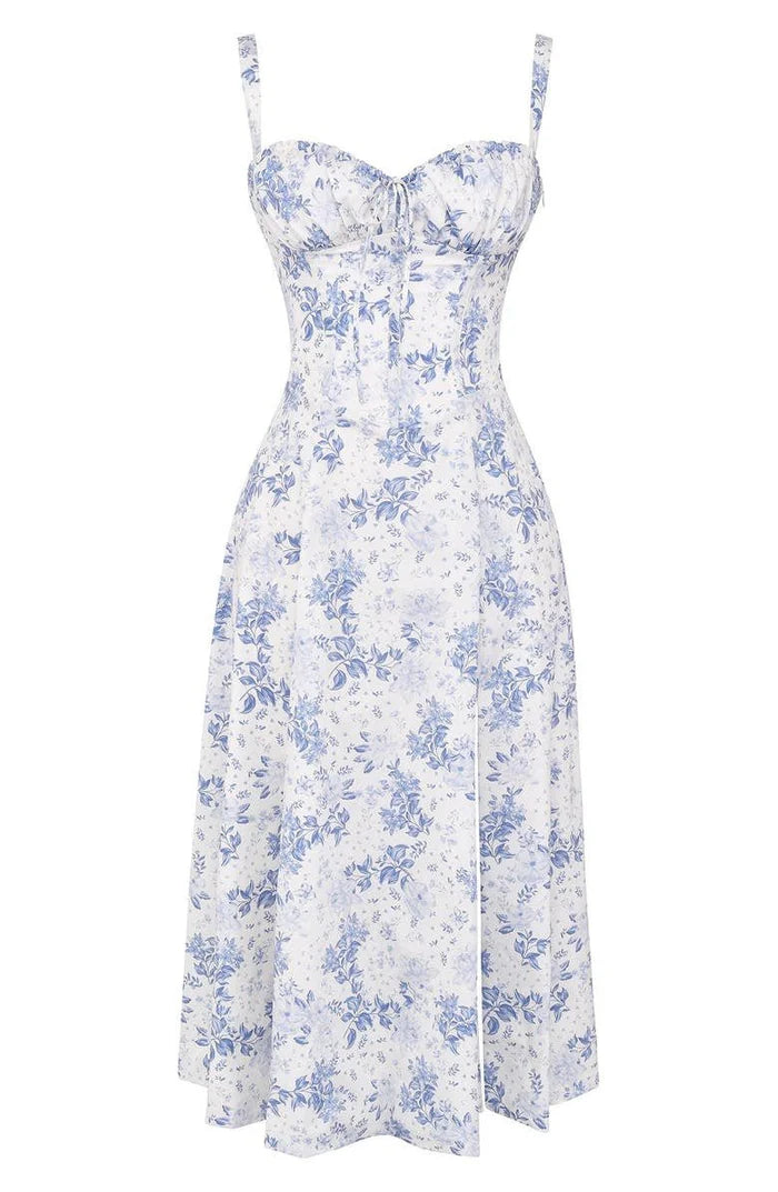 Liana – Bustier Midi Dress with A-Line Silhouette and Thick Straps
