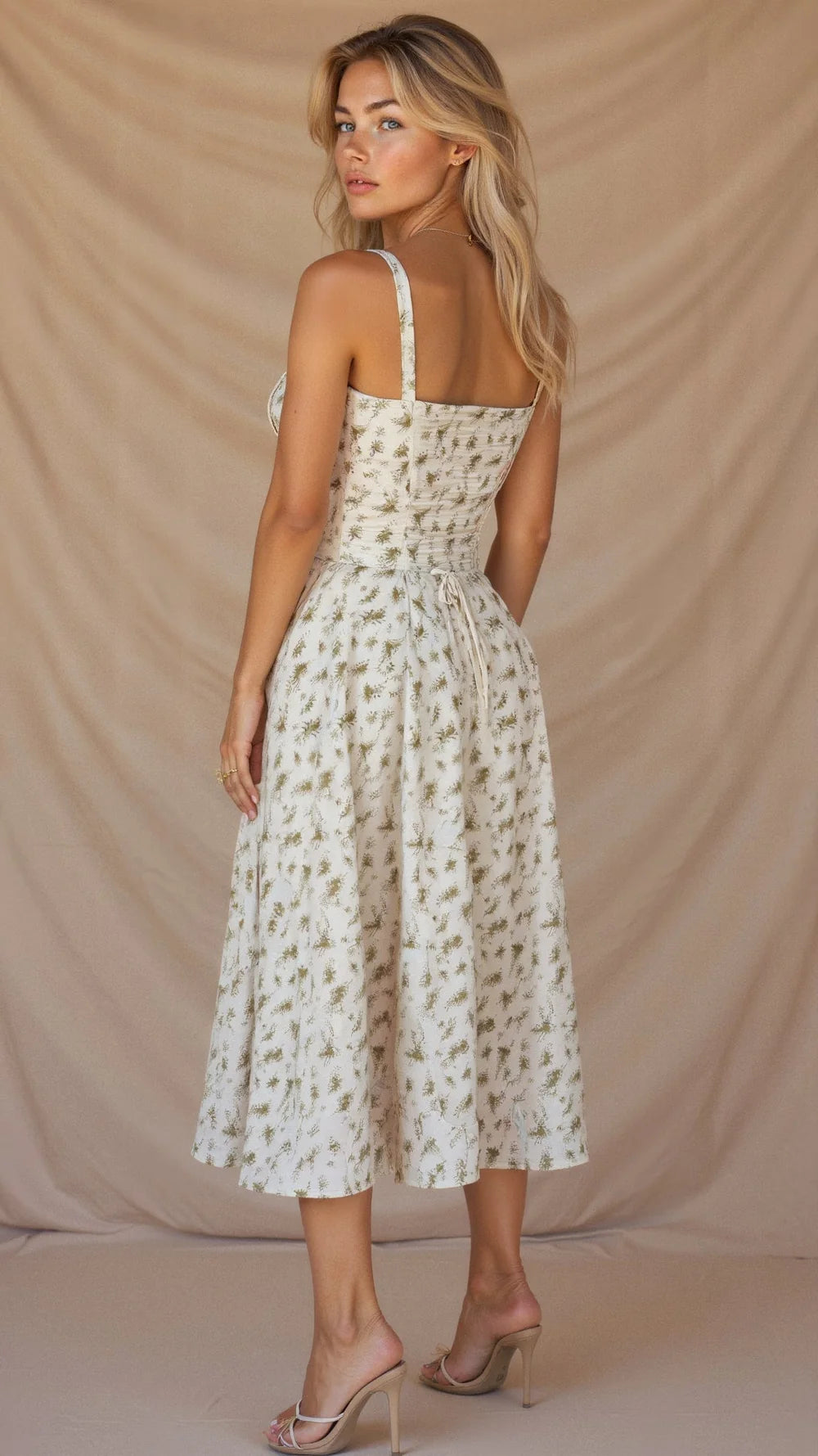 Liana – Bustier Midi Dress with A-Line Silhouette and Thick Straps