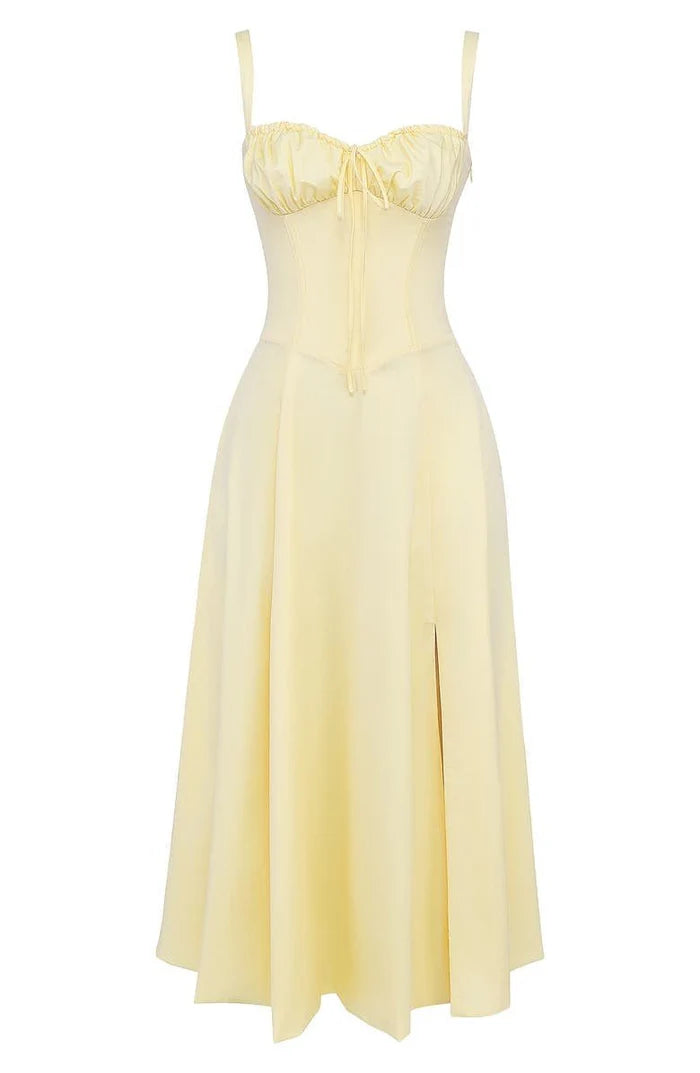 Liana – Bustier Midi Dress with A-Line Silhouette and Thick Straps