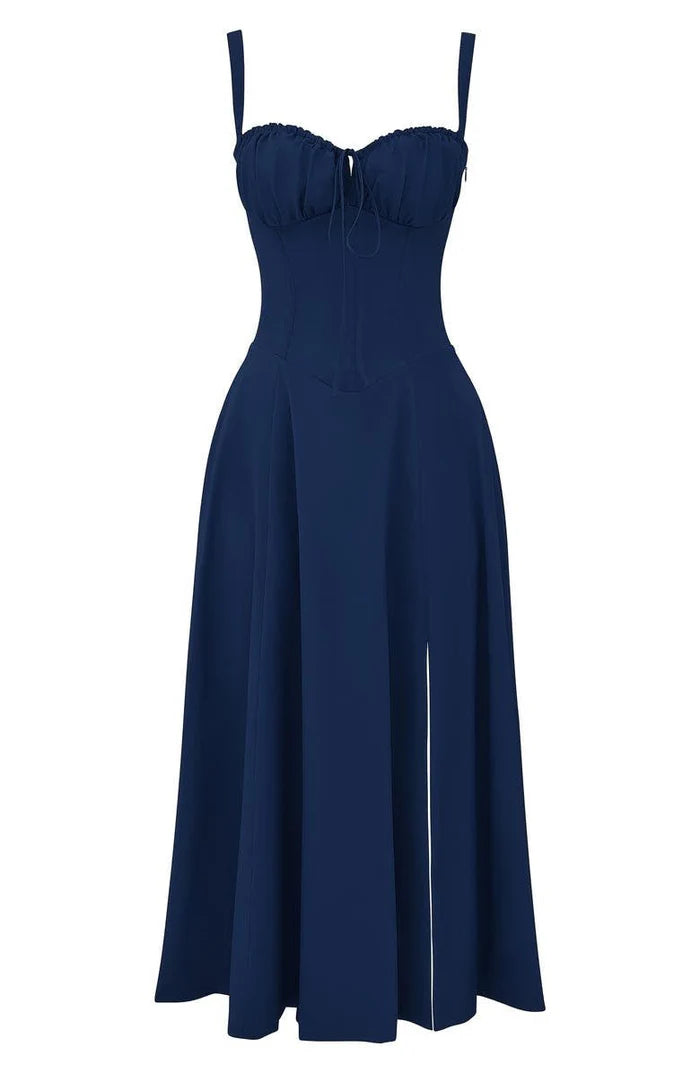 Liana – Bustier Midi Dress with A-Line Silhouette and Thick Straps
