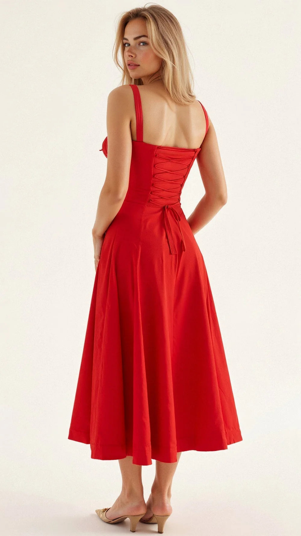 Liana – Bustier Midi Dress with A-Line Silhouette and Thick Straps