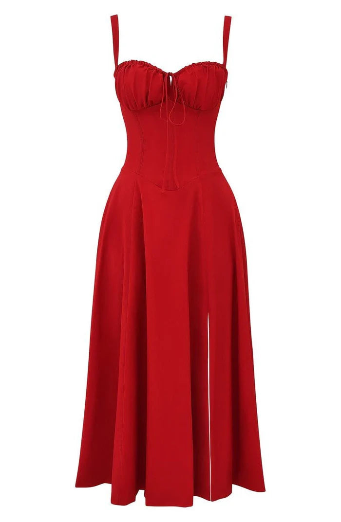 Liana – Bustier Midi Dress with A-Line Silhouette and Thick Straps