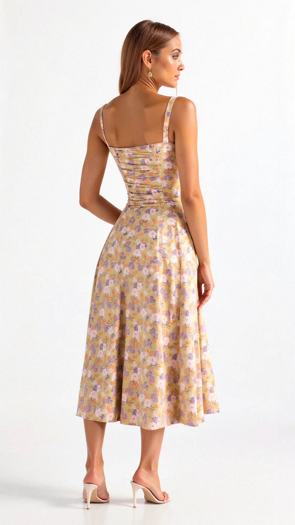 Liana – Bustier Midi Dress with A-Line Silhouette and Thick Straps
