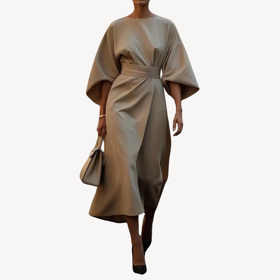 Aurelia | Women's Wedding Guest Puff Sleeve Midi Dress