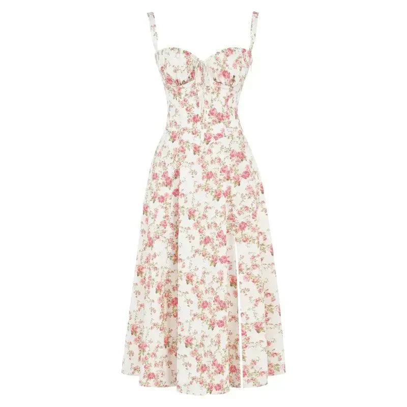 Liana – Bustier Midi Dress with A-Line Silhouette and Thick Straps